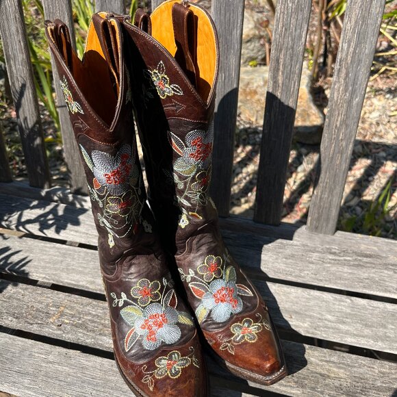 Old Gringo Bonnie Floral Pattern Brown Leather Boots! Size 9B - Picture 2 of 15